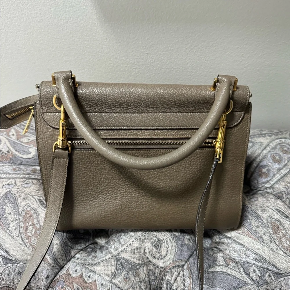 Celine Taupe Leather and Suede Satchel